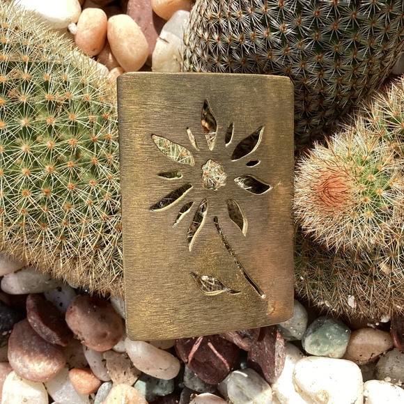 Handmade Artisan Design Brass Cutout Flower Belt Buckle
